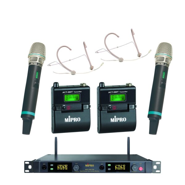 MIPRO 4-Kanal Mikrofon Set ACT-5814A/580H/MU-55 (5,8 GHz)